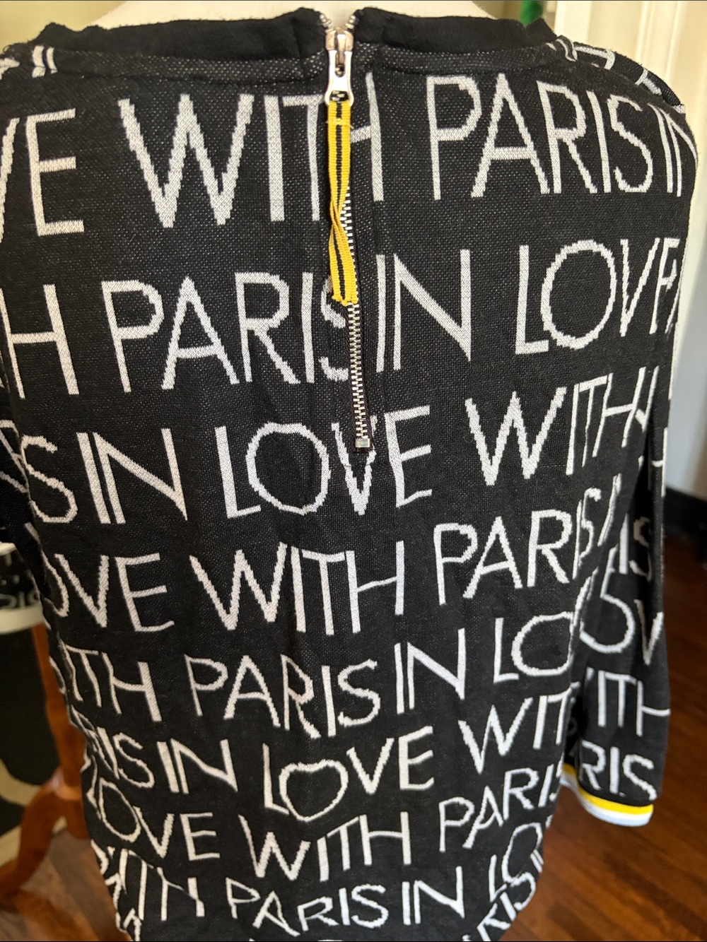 Street One “In Love With Paris” Graphic Sweater Top Black White French Chic | M - Picture 3 of 6